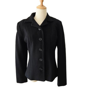 Finity Studio Vintage Black Wool Cashmere Nylon Blazer Jacket Sz 6
